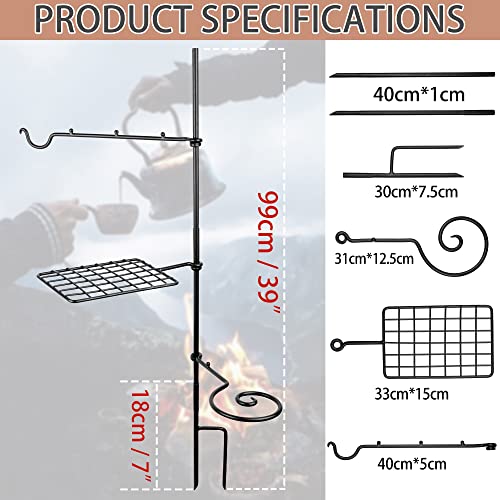 Swivel Camping Grill Grate Set｜Portable Campfire Cooking Grill for Campfire Grill Grate Over Outdoor Bushcraft Fire Pits