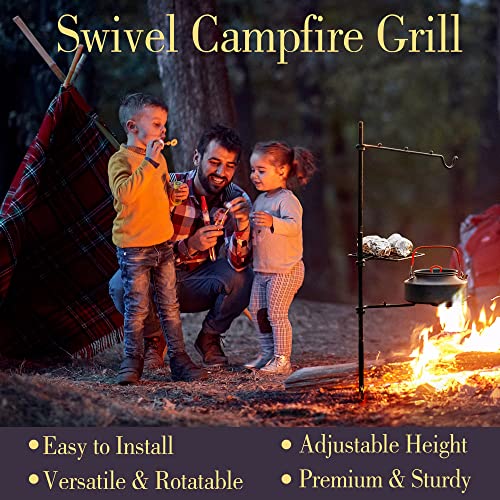 Swivel Camping Grill Grate Set｜Portable Campfire Cooking Grill for Campfire Grill Grate Over Outdoor Bushcraft Fire Pits