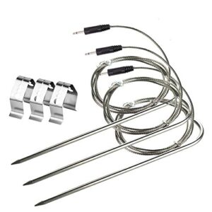 calculs meat thermometer grilling replacement probe 3 pcs with 3 temp probe clips barbecue holder for smoker compatible with thermopro