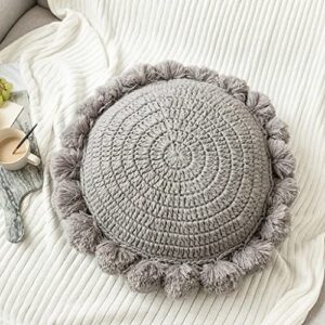 dingzz round knitted throw pillow orthopedic pad tassel pompoms cushions yoga sofa thick for chair home decor ( color : e , size : 50*50cm )