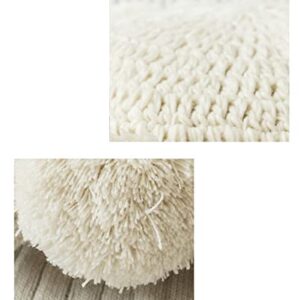 DINGZZ Round Knitted Throw Pillow Orthopedic Pad Tassel Pompoms Cushions Yoga Sofa Thick for Chair Home Decor ( Color : E , Size : 50*50cm )