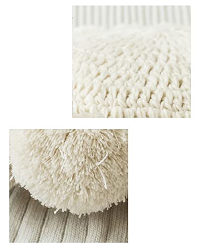 DINGZZ Round Knitted Throw Pillow Orthopedic Pad Tassel Pompoms Cushions Yoga Sofa Thick for Chair Home Decor ( Color : E , Size : 50*50cm )