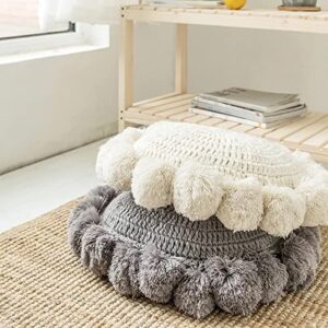 DINGZZ Round Knitted Throw Pillow Orthopedic Pad Tassel Pompoms Cushions Yoga Sofa Thick for Chair Home Decor ( Color : E , Size : 50*50cm )