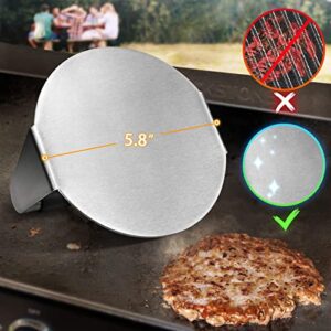 FANGSUN Burger Press with Anti-Scald Handle, 5.8 Inch Stainless Steel Burger Smasher, Round Non-Stick Hamburger Press for Griddle, Griddle Accessories Kit for Flat Grill Cooking, Gift Package