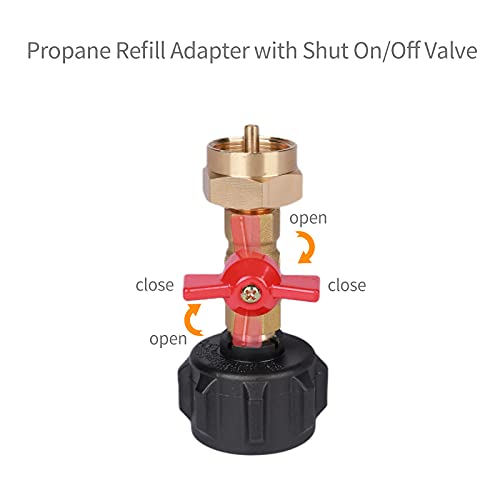 QCC1 Propane Refill Adapter with On/Off Control Valve, QCC1 Propane Refill Pressure Adapter Couple for Camping Grill 1LB Bottle Tank 20~40LBS Cylinder