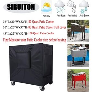 SIRUITON Cooler Cart Cover Waterproof Oxford Fabric, Fits for Most 80-100 Quart Rolling Cooler Cart Cover, Outdoor Beverage Cart, Patio Ice Chest Protective Covers