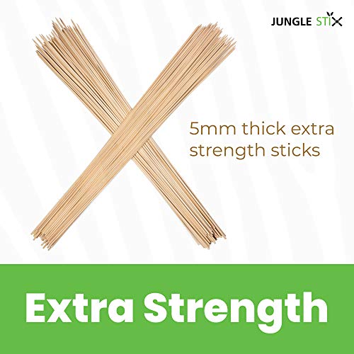 Jungle Stix Marshmallow Smores Roasting Sticks 36 Inch 5mm Thick Extra Long Heavy Duty Wooden Skewers, 110 Pieces. Perfect for Hot Dog Kebab Sausage, Environmentally Safe 100% Biodegradable