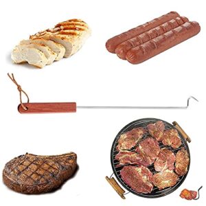 DOITOOL Food Flipper Turning Hook Stainless Steel BBQ Meat Turner Hook Food Flipper Meat Hook for Grilling, Flipping and Turning Vegetables and Meats, BBQ Grill and Smoker Accessories