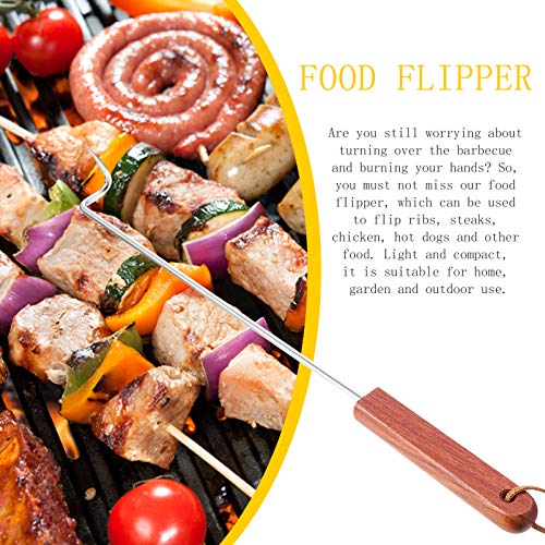DOITOOL Food Flipper Turning Hook Stainless Steel BBQ Meat Turner Hook Food Flipper Meat Hook for Grilling, Flipping and Turning Vegetables and Meats, BBQ Grill and Smoker Accessories