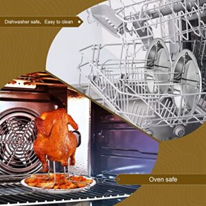 6 Pack Beer Can Chicken Holder Stainless Steel Chicken Roaster Rack Whole Chicken Roaster Stand with Pan Beer Butt Vertical Chicken Stand for Grill Oven Smoker Camping Home BBQ