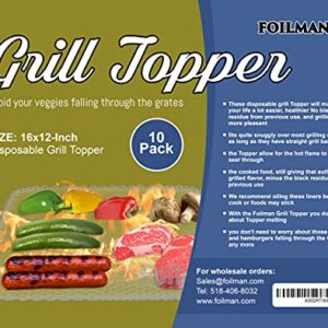 Foilman Grill Toppers - Clean Grill BBQ Disposable Toppers- 16 x 12Inch - (10 Pack) -Your Hot Dogs Will Never Fall Through The Cracks Again