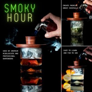 Kemuri Cocktail Bourbon Smoker Kit | Smoked Old Fashioned Kit Bundled with Bourbon Oak, Mesquite and Apple Wood Chips | Smoke Top | Craft Cocktail Smoker for Drinks | Whiskey Smoker Kit | Drink Smoker