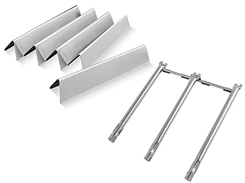 Weber Grill Spirit Replacement Parts, 7636 Weber Spirit Grill Parts 15.3 Inch Flavorizer Bars with 69787 Burner for Weber Spirit I & II 300 Series, Spirit E310 E320 E330 S310 S320 S330