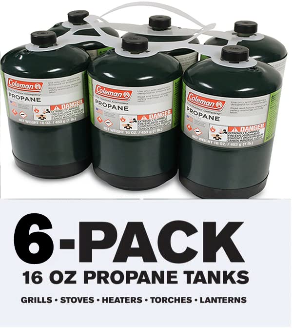 Propane Tank 6 Pack Fuel Cylinders 16oz | with Golden Lion Bonus