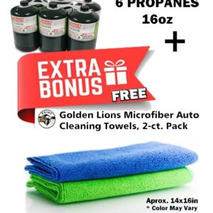 Propane Tank 6 Pack Fuel Cylinders 16oz | with Golden Lion Bonus