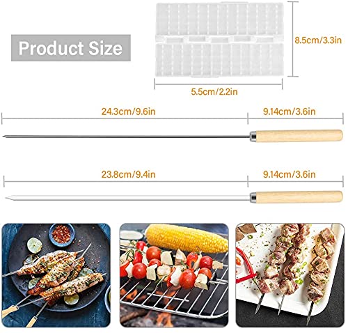 10 Pieces Stainless Steel skewers, BBQ skewers, Meat skewers, Stainless Steel skewers, Reusable BBQ skewers, Kebabs - 35cm