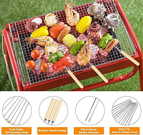 10 Pieces Stainless Steel skewers, BBQ skewers, Meat skewers, Stainless Steel skewers, Reusable BBQ skewers, Kebabs - 35cm