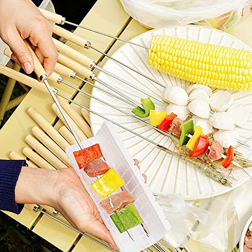 10 Pieces Stainless Steel skewers, BBQ skewers, Meat skewers, Stainless Steel skewers, Reusable BBQ skewers, Kebabs - 35cm