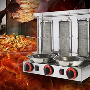 BNDHKR Homemade Chicken Shawarma Machine Commercial Turkish Chicken Doner Countertop Rotisserie Grill with 3 Burner Propane Vertical Kebab Broiler