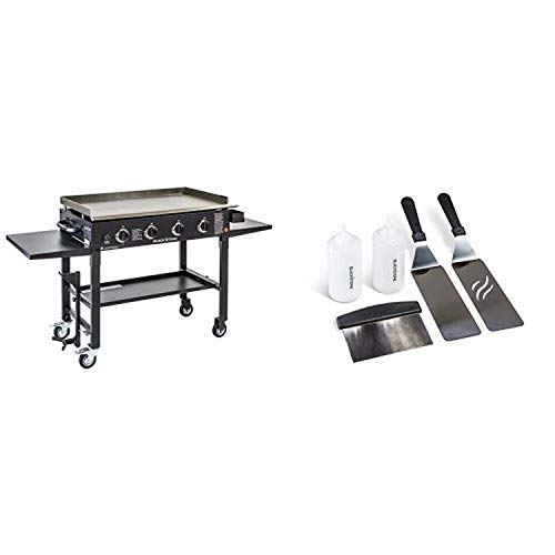 Blackstone 36 inch Outdoor Flat Top Gas Grill Griddle Station - 4-burner - Propane Fueled - Restaurant Grade - Professional Quality - With Accesory Kit