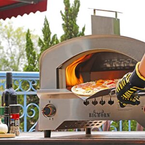 BIG HORN OUTDOORS Gas Pizza Oven, Portable Propane Pizza Oven with 13 inch Pizza Stone, Stainless Steel Pizza Maker for Outdoor Cooking