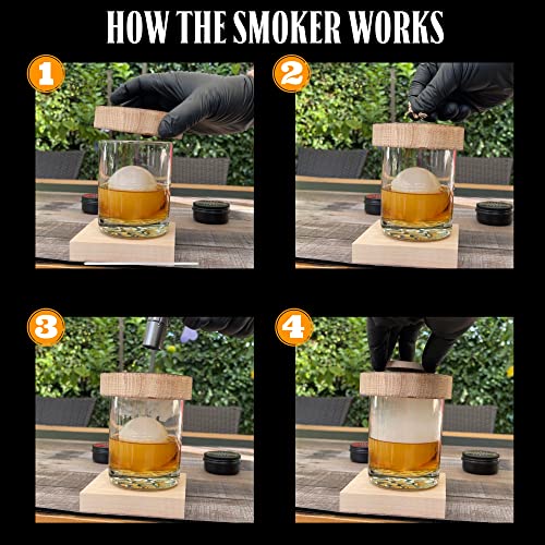 Real Whiskey Barrel Cocktail Smoker Kit with Torch - Wood Chips, Whiskey Smoker Kit, Drink Smoker Infuser Kit, Bourbon Smoker Kit for Drinks, Old Fashioned Smoker Kit, (No Butane) Made In USA