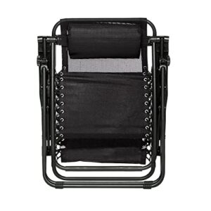Amazon Basics Outdoor Textilene Adjustable Zero Gravity Folding Reclining Lounge Chair with Pillow, Black