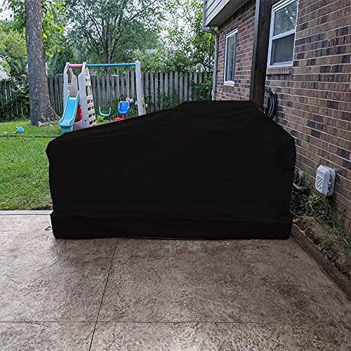 98 Inch Island BBQ Grill Head Cover Heavy Duty Waterproof Weather Resistant Outdoor Kitchen BBQ Cover, Black