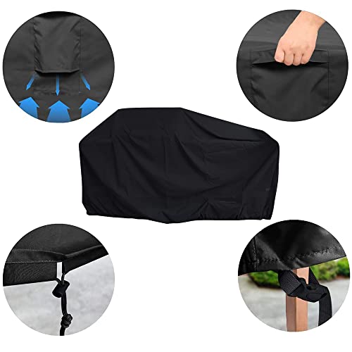 98 Inch Island BBQ Grill Head Cover Heavy Duty Waterproof Weather Resistant Outdoor Kitchen BBQ Cover, Black