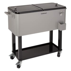cuisinart ccc-3517 portable 80-quart outdoor cooler cart with dual-sided lid, bbq cart with bottle opener (fits 100 cans or 50 bottles)