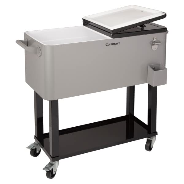 Cuisinart CCC-3517 Portable 80-Quart Outdoor Cooler Cart with Dual-Sided Lid, BBQ Cart with Bottle Opener (Fits 100 Cans or 50 Bottles)