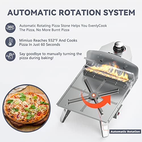 Mimiuo Outdoor Gas Pizza Oven Portable Propane Pizza Grilling Stove with Automatic Rotation System, Oven Cover, Pizza Stone and Pizza Peel - (Tisserie G-Oven Series) - Global Patent