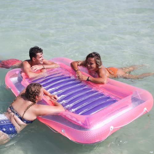 SWIMLINE ORIGINAL Suntan Tub Classic Edition Inflatable Floating Lounger Pink & Purple, Tanning Pool Hybrid Lounge, Oversized Pillow, Fill With Water, Reflective Design For Tanning and Outdoors