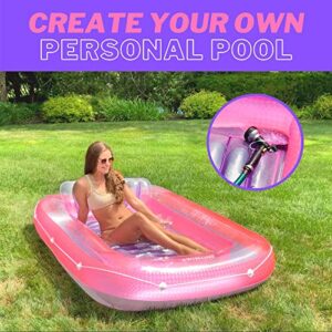 SWIMLINE ORIGINAL Suntan Tub Classic Edition Inflatable Floating Lounger Pink & Purple, Tanning Pool Hybrid Lounge, Oversized Pillow, Fill With Water, Reflective Design For Tanning and Outdoors