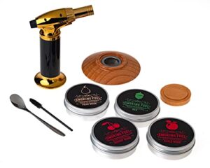 premium cocktail smoker kit with torch and wood chips, 4 flavors - old fashioned smoker kit, bourbon & whiskey drink smoker infuser kit - whiskey gifts for men, dad, husband (no butane)