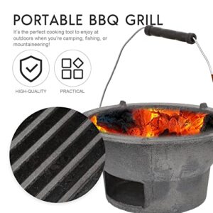 Operitacx Mini Charcoal Grill Camping Stove Portable Barbecue Stove Cast Iron Japanese Hibachi Grill Yakitori Grill Tabletop BBQ Grill for Hot Pot Outdoor Picnic