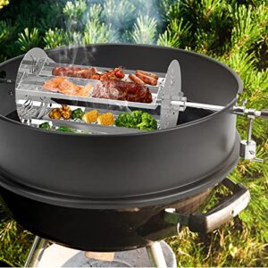 onlyfire 18 inch Round Tumble Rotisserie Basket Cooking Accessory，Stainless Steel BBQ Grill Rotisserie Rotating Trays Fits for 1/2" & 3/8" Hexagon,3/8" & 5/16" Square Spit Rods