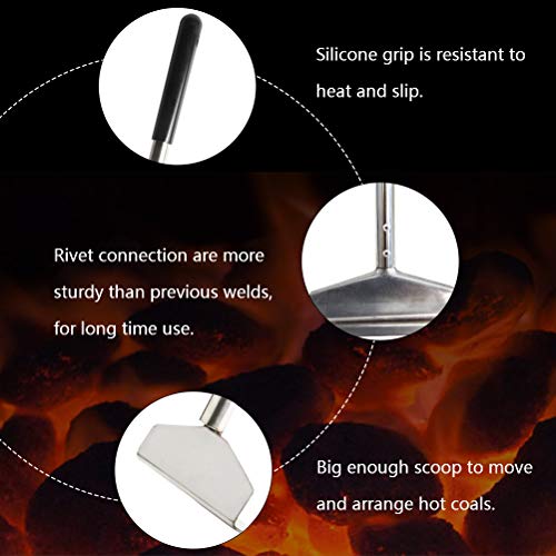 Mydracas Charcoal Grill Rake Grill Ash Tool Accessories,Charcoal Kettle Grill Pizza Oven Ash Rake Stainless Steel-32 inch