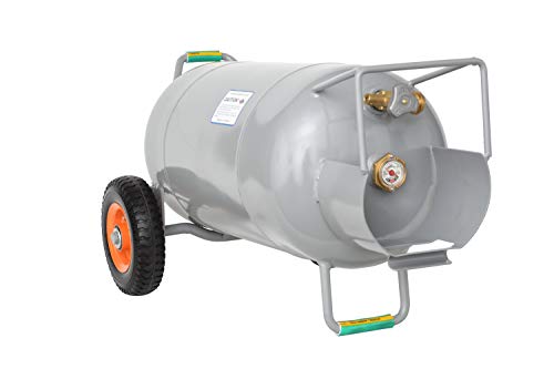 Flame King 40LB Horizontal & Vertical Steel Propane Tank Cylinder HOG with Dolly Cart Wheels for Fire Tables, Fire Pits, Patio Heaters, Barbeques, Lunch Truck, Weed Torch, and Truck Campers