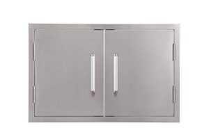 bonfire outdoor kitchen double access door,33x22 inch,304 stainless steel bbq grill doors ,cbadd,silver