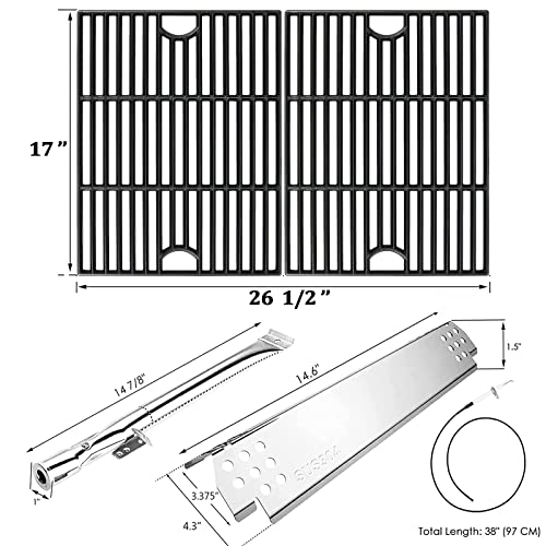 Hisencn 304 Stainless Steel Grill Parts for Home Depot Nexgrill 720-0830H, 5 Burner 720-0888 720-0888N 720-0888S Gas Grill, Grill Burner, Heat Plate, Cooking Grates Parts, 13 x 17