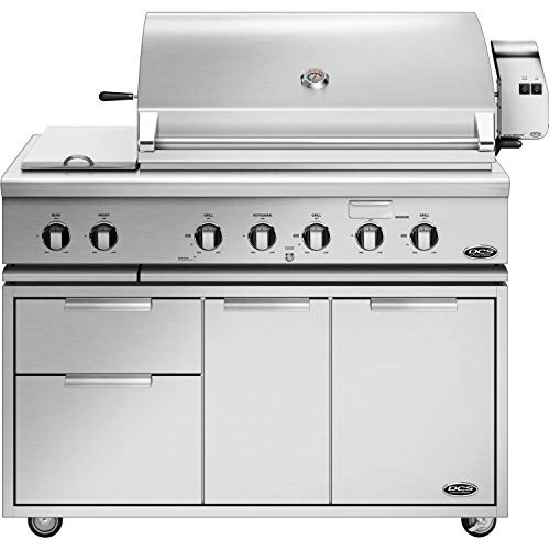 DCS Series 7 Traditional 48-Inch Natural Gas Grill with Double Side Burner & Rotisserie On CAD Cart