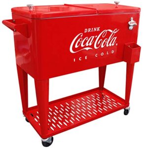leigh country cp 98126 80 quart coca-cola cooler with grated tray, red