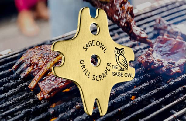 Sage Owl BBQ Grill Scraper Tool - Gifts for Women Who Has Everything - Dishwasher Safe Bristle Free BBQ Grill Brush Alternative - Mens Gifts for Christmas