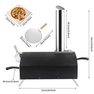 Kevirice Portable Outdoor Wood-Fired Pizza Oven, Stainless Steel Pizza Maker with 13"Pizza Stone & Peel for Outdoor Cooking