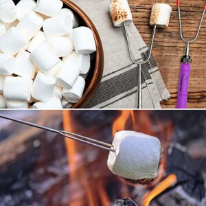 Aoocan Marshmallow Roasting Sticks for Hot Dog Set of 10 Smores Skewers 34 inch Telescoping Rotating Barbeque Forks for Campfire Outdoor Camping Kit for Fire Pit Premium Stainless Steel Fork