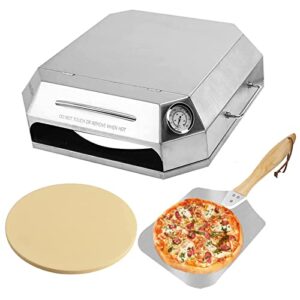 only fire pizza oven kit for grill top, portable stainless steel pizza oven kit for gas grill, charcoal grill and propane, baking tools including pizza chamber, pizza stone, pizza peel & thermometer