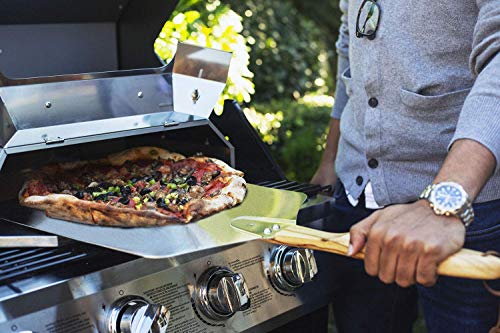 only fire Pizza Oven Kit for Grill Top, Portable Stainless Steel Pizza Oven Kit for Gas Grill, Charcoal Grill and Propane, Baking Tools Including Pizza Chamber, Pizza Stone, Pizza Peel & Thermometer