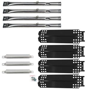 sunshineey bbq gas gril replacement parts kit stainless steel grill burners, porcelain steel heat plate and crossver tube for charbroil 463436215 463436213,thermos 466360113 grill model g432-y700-w1