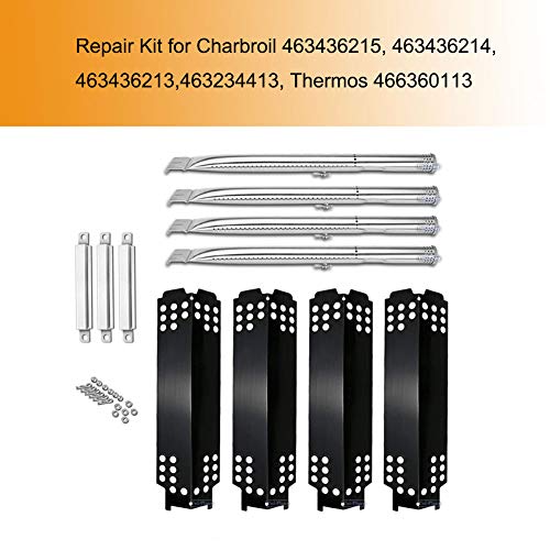 Sunshineey BBQ Gas Gril Replacement Parts Kit Stainless Steel Grill Burners, Porcelain Steel Heat Plate and Crossver Tube for Charbroil 463436215 463436213,Thermos 466360113 Grill Model g432-y700-w1